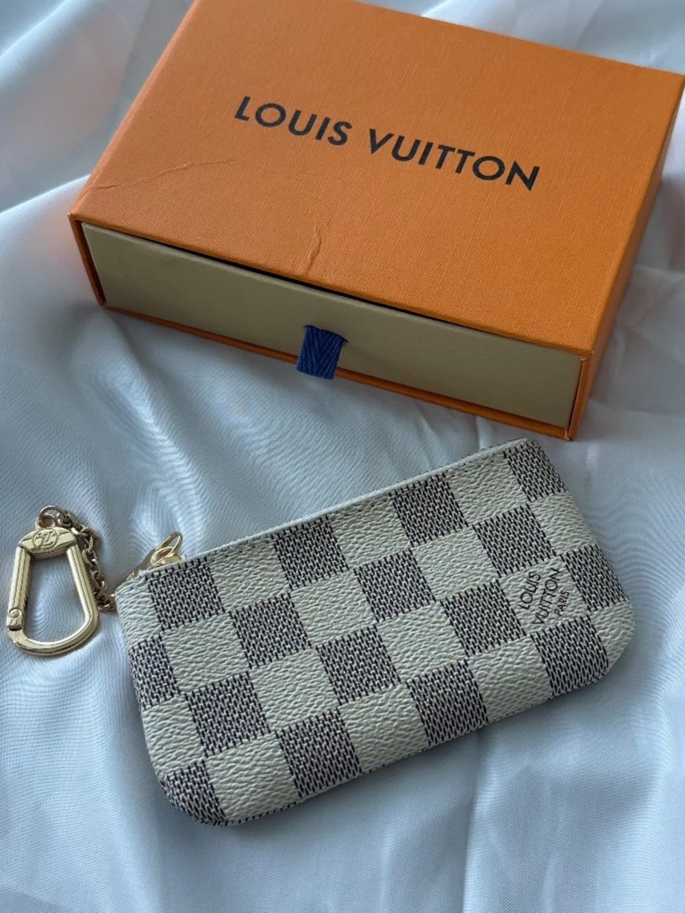 Louis Vuitton Damier Azur Pochette Clés Key Pouch Coin Purse Card Holder